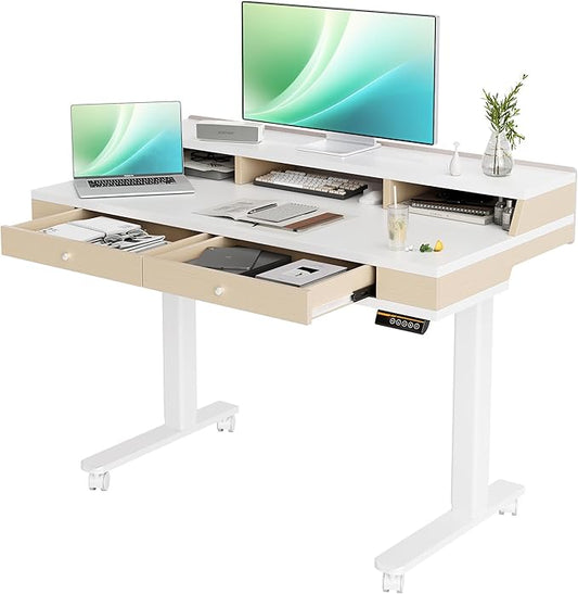 Claiks Standing Desk with Drawers, Electric Adjustable Standing Desk Adjustable