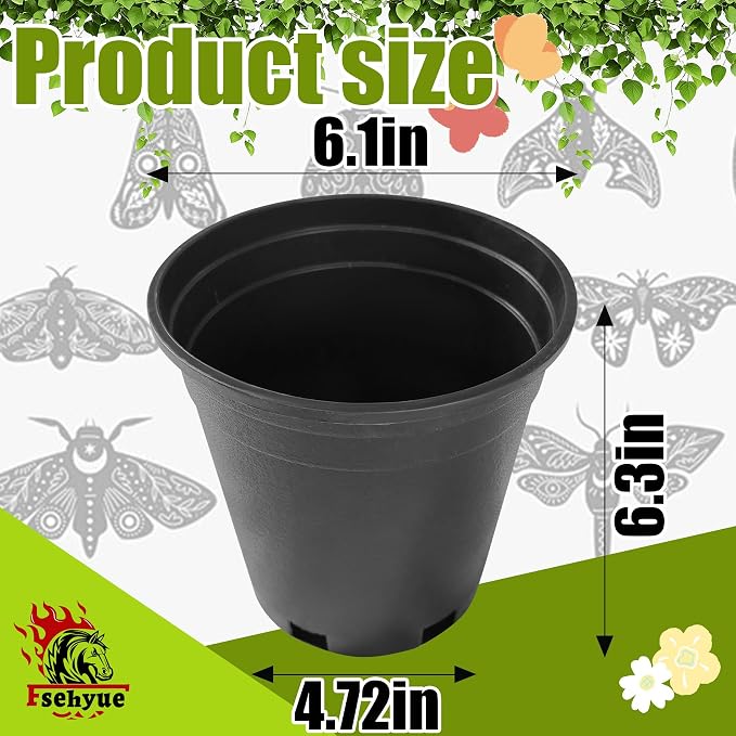 1 Gallon Nursery Pots Plastic Container Injection Molded Pot for Plants Flexible with Drainage Holes Suitable for Plants Soil Growers or Hydroponics Black 10 Pcs