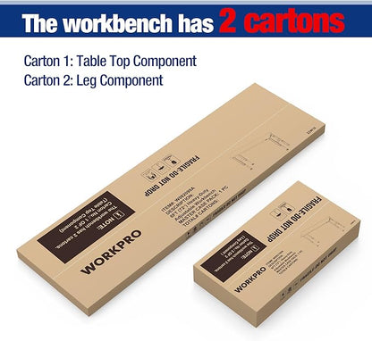 WORKPRO 72" Adjustable Workbench, 3000 LBS Load Capacity Hardwood Garage