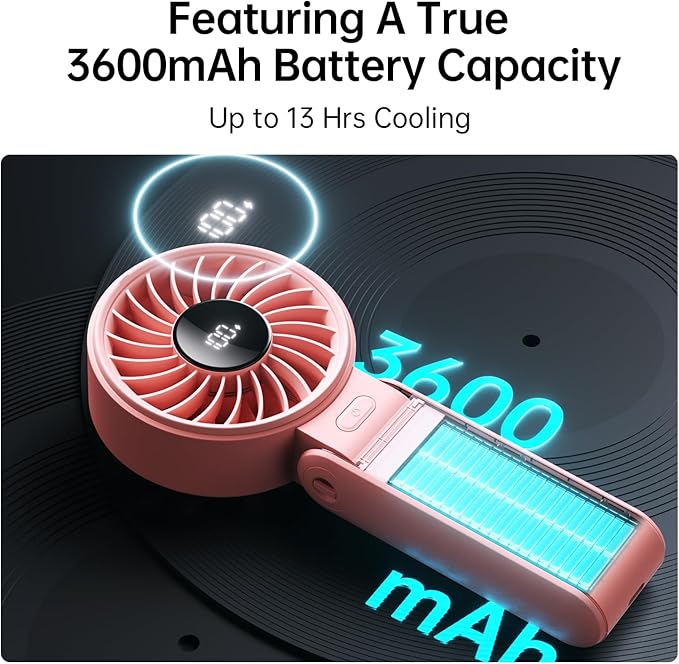 JISULIFE Handheld Fan Life7 – Ultimate Flexibility: High-Power Motor, LED