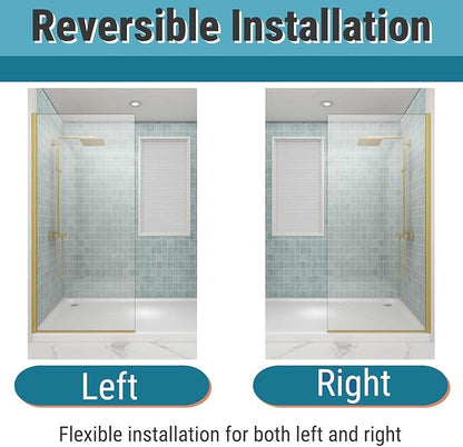 Sunrosa 36"×76" Shower Glass Panel, 8mm Thick Shower Screen, Brushed Gold