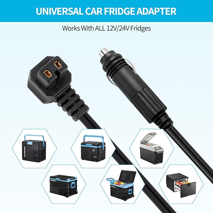 12V/24V DC Power Cord for Car Fridge Freezer、Portable Car Refrigerator，12 Volt
