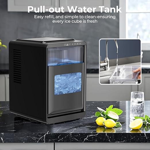 Kismile Crescent-Shaped Ice Maker Countertop, Self-Cleaning Portable Ice Machine