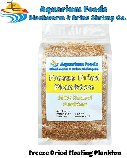 Aquatic Foods Inc. Plankton, Freeze Dried Pacific Plankton for All Marine Fish, Corals, Anemones, All Tropical Fish, Cichlids, Discus, Tetras, Goldfish, Koi & Pond Fish…3.3oz Clear Bag