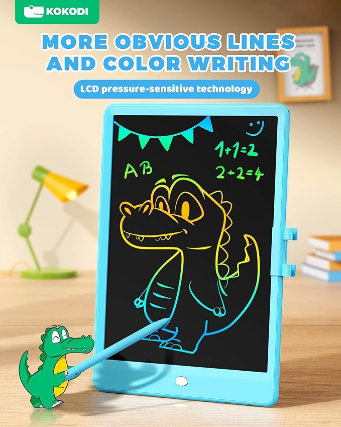 KOKODI LCD Writing Tablet, Gifts for 3 Years Old Boys and Girls，10 Inch Colorful Doodle Board Drawing Tablet, Erasable Reusable Electronic Drawing Pads, Educational and Learning Toys for Kids