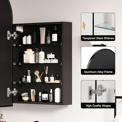 20x36 Black Arched Medicine Cabinet