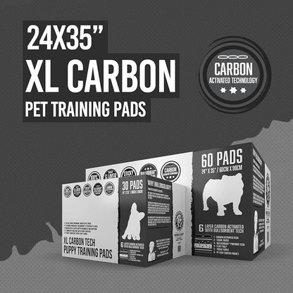 Bulldoglogy Carbon Black XL Dog Pee Pads for Extra Large Dogs with Adhesive Sticky Tape - Extra Large Charcoal Housebreaking Dog Pee Pads Disposable (24x35) (40-Count, Black)