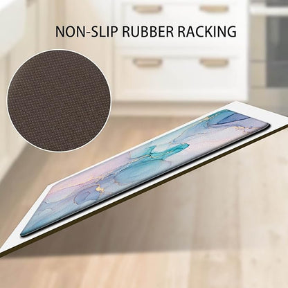Kitchen Mats for Floor 2 Pieces Purple Marble Kitchen Mat Anti Fatigue Waterproof Non Slip Kitchen Rugs Comfort Memory Foam Mat for Kitchen Floor,in Front of Sink