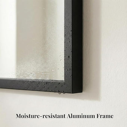 36''x36'' Large Black Square Mirror, Matte Metal Framed Bathroom Vanity Mirror