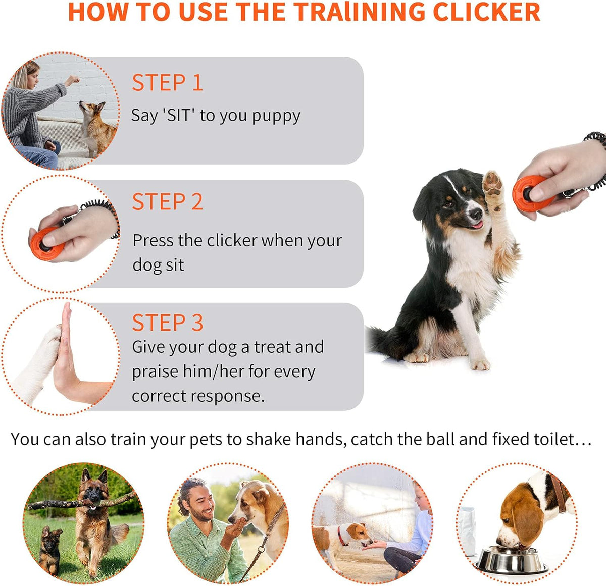 Frienda 9 Pieces Dog Training Clicker with Wrist Strap Pet Behavioral Training Clicker for Dogs Cats Birds Horses(Water Drop Style,Multicolor)