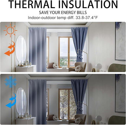 JIUZHEN Dusty Blue Blackout Curtains