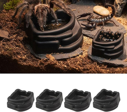 Transparent Arachnid Water Bowl 4pcs, Small for Reptiles Invertebrates, Shallow Bioactive Habitat Transparents Reptiles Container