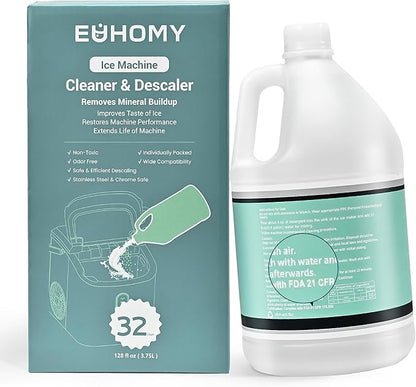 EUHOMY Max 33 Uses Ice Machine Cleaner Descaler, 128 Fl OZ Ice Maker Cleaner