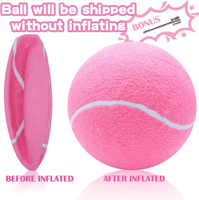 Big Tennis Ball for Dogs, Giant Dog Tennis Ball Toy Large Outdoor Sports Gift for Small Medium Large Dog (Pink, 9.5 inch)