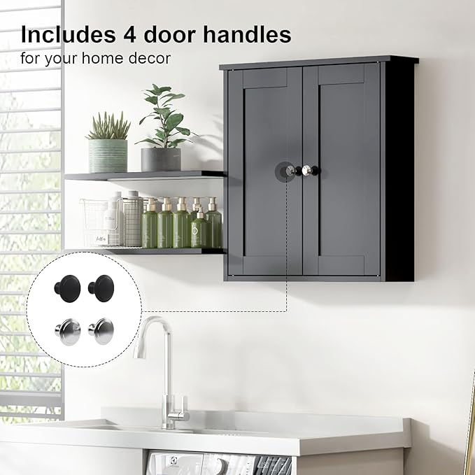 Black Bathroom Wall Cabinet, Medicine Cabinet Over Toilet, Bathroom Cabinet