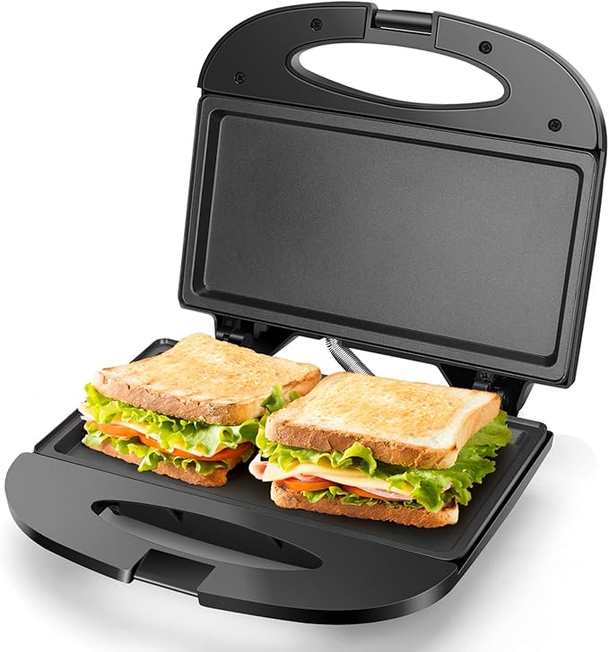 Aigostar Sandwich Maker with Non-stick Deep Grid Surface