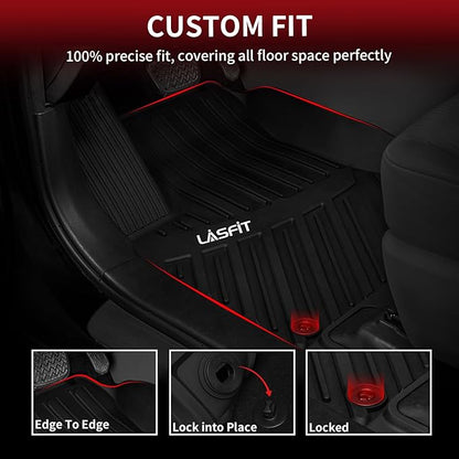 LASFIT Floor Mats for Toyota Highlander 2014-2019 (Not for Hybrid) All Weather Custom Fit Floor Liner for Highlander LE/XLE/SE/Limited/TPE Front and Rear 2 Row Car Mats,Black