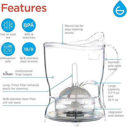 GROSCHE Aberdeen 34 oz tea pot and bottom dispensing tea steeper and Cyprus