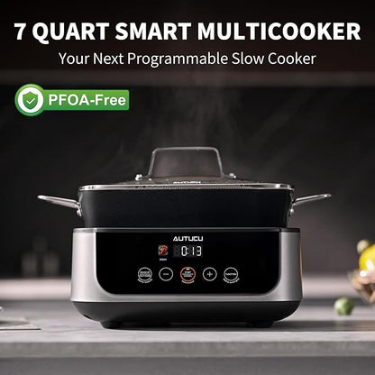 Slow Cooker 7 Quart | Programmable Multi-Cooker PFOA-Free Ceramic Coating