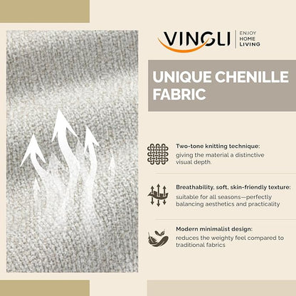 VINGLI 110' U-Shaped Sectional Couch with Two Chaise, Affordable Small Sofa with 4 Seats, Chenille Fabric Comfy Couches for Living Room, Beige