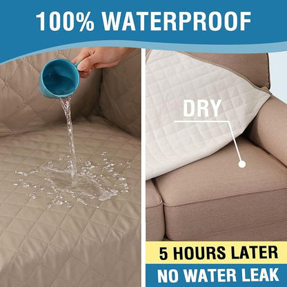 H.VERSAILTEX 100% Waterproof Couch Cover Chair Sofa Slipcover Furniture Protector for Pets Kids Children Dog Cat with Non-Skid Backing (Chair, French Oak)