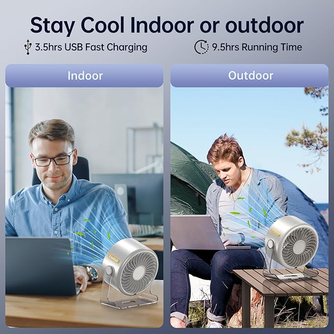 Coolhill USB Desk Fan for Bedroom: 100 Speeds Digital Display Quiet Table Fan