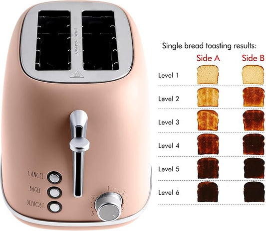 Rae Dunn Retro Rounded Bread Toaster, 2 Slice Stainless Steel Toaster