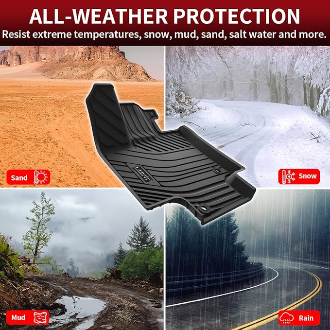 LASFIT Floor Mats&Trunk Mats for Toyota Highlander 8 Seats 2020-2025 2026 (Not for Hybrid), All Weather TPE Floor Liner & Cargo mats for Highlander，Front&Rear 4 Rows mats.