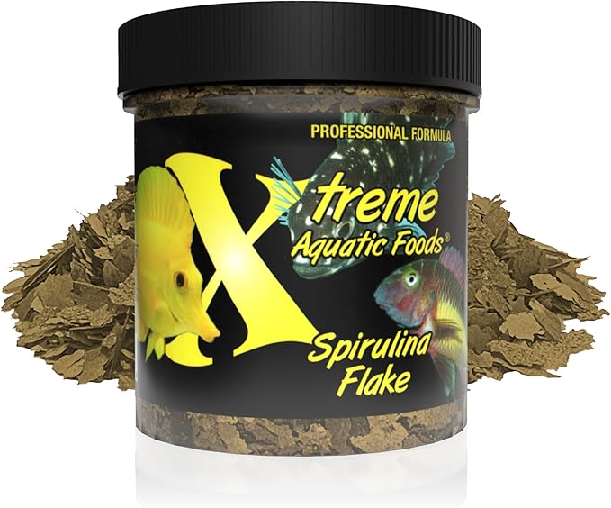 Xtreme Spirulina Flakes - Balanced Herbivorous Diet for Tropical and Marine Fish, Enhanced Health, Vibrant Colors - USA Farm Grown - Ideal for Cichlids, Barbs, Tetras and Guppies (2oz)