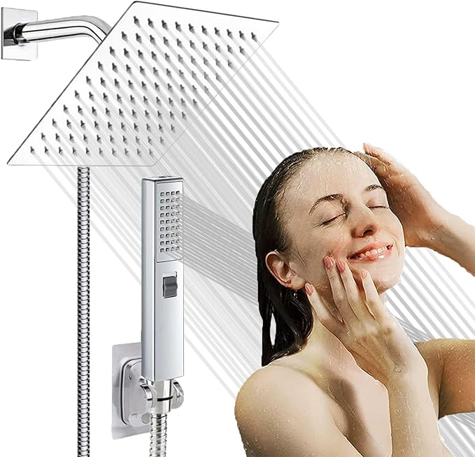 Dual Shower Heads with Handheld Spray Combo, Anti-Clog Nozzles, Ultra Thin
