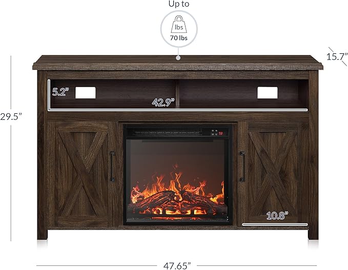 BELLEZE Modern 48" Barn Door Wood TV Stand