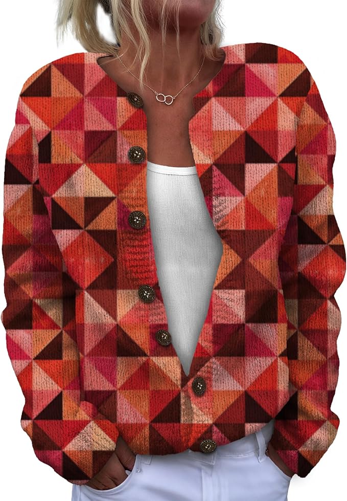 Women Sweaters Cardigan Fashion Long Sleeve Crewneck Sweaters Button Chunky Outerwear Fall Winter Casual Wear