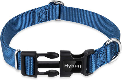 Hyhug Dog Collar for Large Dogs, Heavy Duty, Blue | Quick Release Nylon Buckle Collar, Adjustable & Durable Pet Supplies for Boy & Girl Dogs(Large, Classic Blue)