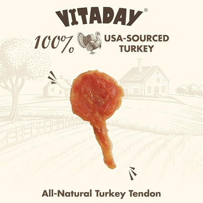 Turkey Tendons for Dogs, All Natural, Healthy Dog Treats, Long Lasting, Hypoallergenic Dog Chews, Rawhide Free, USA-Sourced, for All Dogs, Lollipop, 4 Count Pack