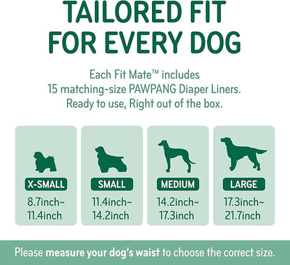 PAWPANG Copper Fit Mate Washable Male Dog Belly Band Kit – 1 Reusable Male Wrap with 15 Dog Diaper Liners, Ideal for Senior Dogs, Incontinence, and Marking, L