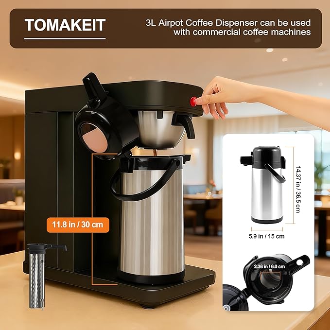 Airpot Coffee Dispenser with Pump, 102 OZ/ 3L Large Coffee Dispenser with Tea