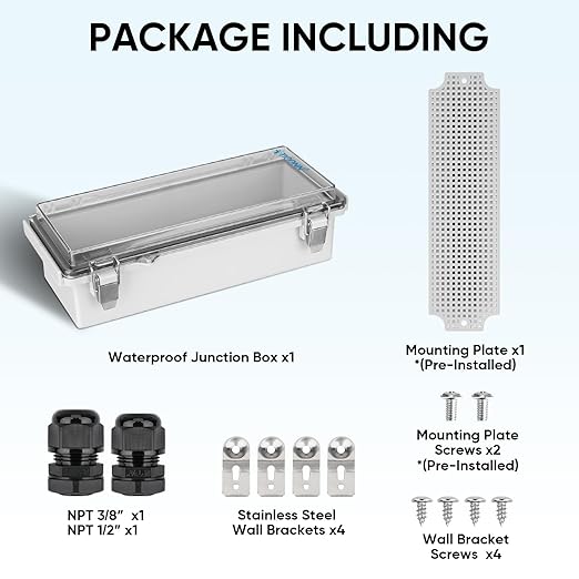 TICONN Waterproof Electrical Junction Box IP67 ABS Plastic Enclosure