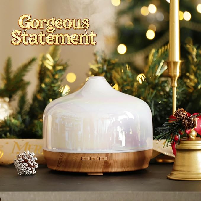 Porseme 500ml Glass Essential Oil Diffuser Aromatherapy Ultrasonic Cool Mist
