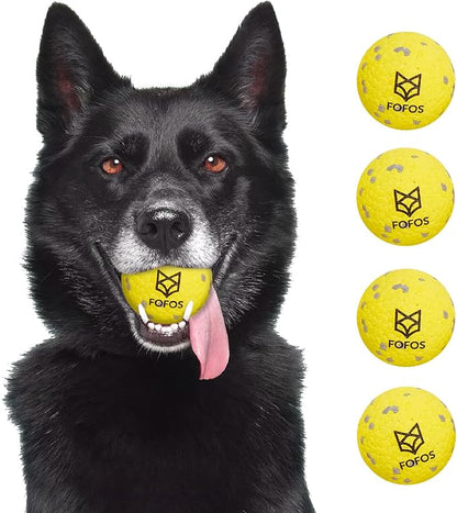 FOFOS Dog Balls Chew Toys Tennis Ball for Aggressive Chewers Teething Molar Toys Water Toy Interactive Fetch Balls Gift Set for Large Medium Dog and Puppies (4 Pack, 2.75 inch)