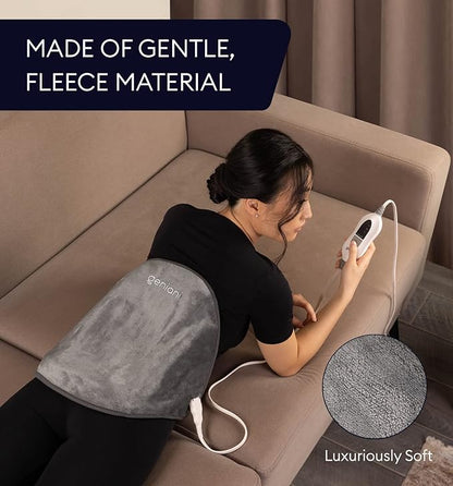 GENIANI Electric Heating Pad for Back Pain & Cramps Relief, Adjustable Strap