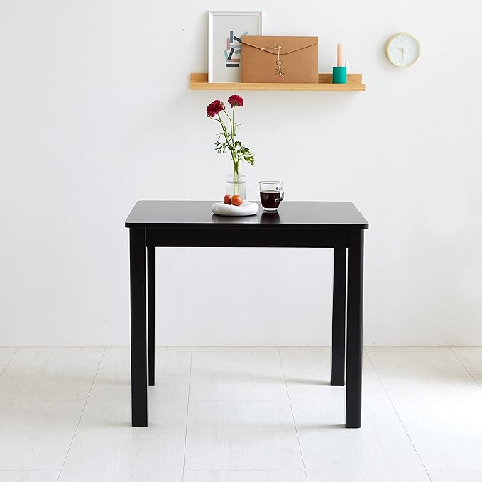 Livinia Cabin 33.5" Wooden Dining Table/Small Rectangular Modern Farmhouse Solid Wood Kitchen Table Desk (Black)