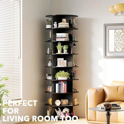 SpaceAid 8 Tier Rotating Shoe Rack Tower, Spinning Shoe Display Lazy Susan