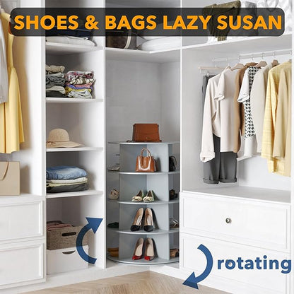 SpaceAid 4 Tier Rotating Shoe Rack Tower, Spinning Shoe Display Lazy Susan
