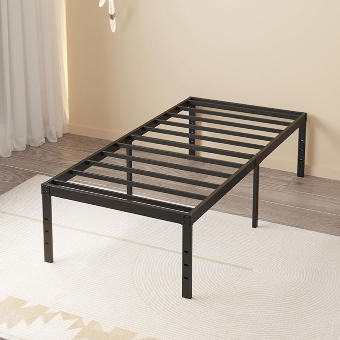 20 Inch Twin XL Bed Frames, Metal Twin XL Platform Bed Frame Support Up to 2500 lbs, No Box Spring Needed, Easy Assembly, Noise Free, Black