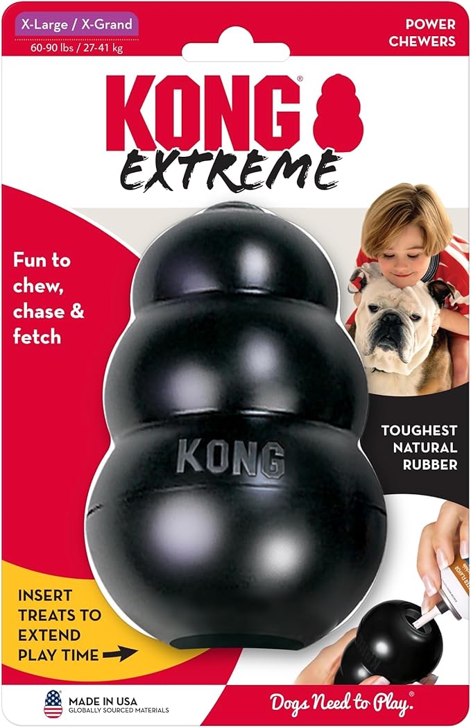 KONG Extreme Dog Toy - Fetch & Chew Toy - Treat-Filling Capabilities & Erratic Bounce for Extended Play Time Most Durable Natural Rubber Material - for Power Chewers - for X-Large Dogs (Pack of 2)