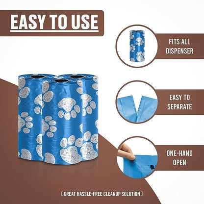 Parisian Pet Ecofriendly Dog Poop Bags Rolls - 160 Count Unscented Poop Bags for Dogs - Leakproof, Extra Thick, 8 Dog Waste Bags Refill Rolls - Blue Doggie Poop Bags - Fits All Dispenser