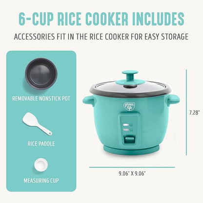 GreenLife Rice Cooker with Removable PFAS-Free Ceramic Nonstick Pot, 3-Cups