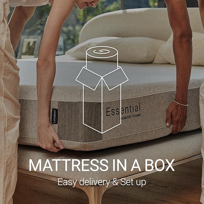 LIFEMENT King Mattress 10 Inch, Essential Graphite Infused Memory Foam Bed | Medium Firm, Fiberglass Free, Cooling Pressure Relief | CertiPUR-US & Oeko-TEX Certified, Mattress in a Box
