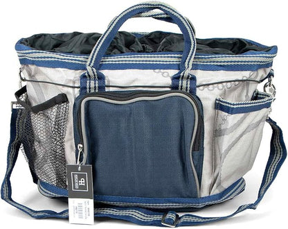 Jeffers Poplar Head Grooming Bag – Horse Grooming Organizer Tote with Pockets for Brushes, Tools, Clippers, Shampoo, Detangler – Stable Barn Kit Carrier for Horses, Pets, Latte Snaffles & Irons