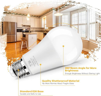 LED Light Bulbs 100W Equivalent 1500 Lumens, A19 13W 2700K Warm White Non-Dimmable, Super Bright No Flicker Standard E26 Edison Screw Bulbs for Home, Bedroom, Office Lamp, 12-Pack